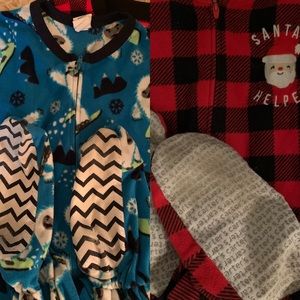 2 Fleece Sleepers with Feet Boys Size 12